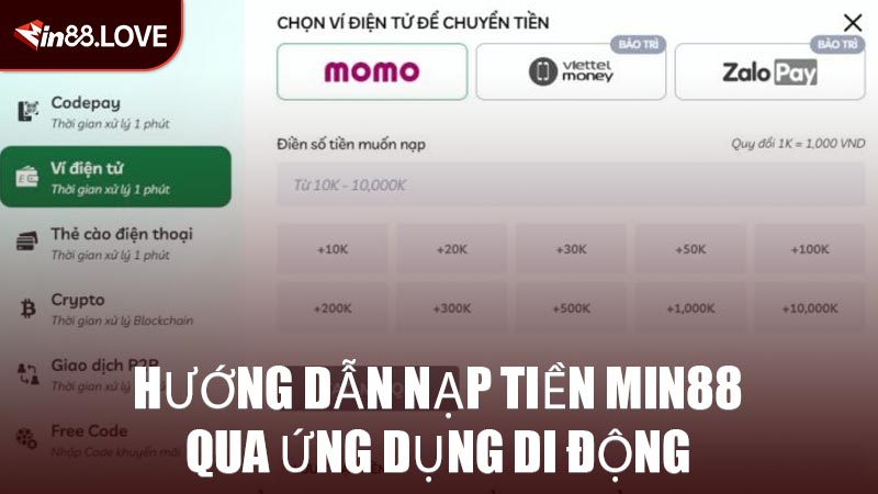 Hướng Dẫn Nạp Tiền MIN88 Qua Ứng Dụng Di Động